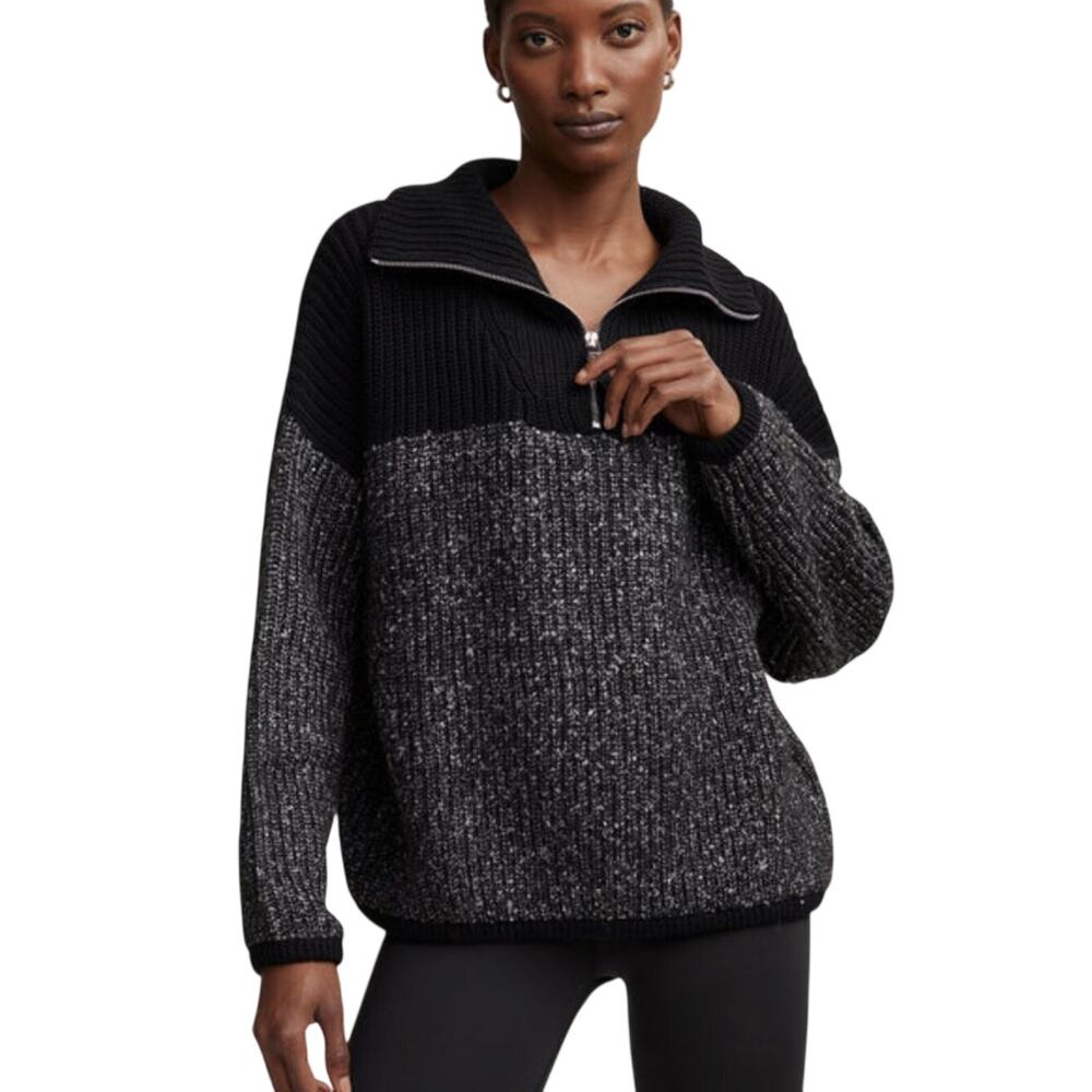Varley Willard 2.0 Half Zip Knit Two Tone Anthropologie Sweater Womens Size XS